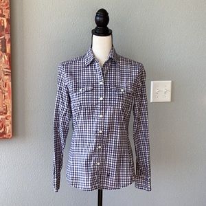 Banana Republic Ladies Plaid Fitted Button Down Shirt